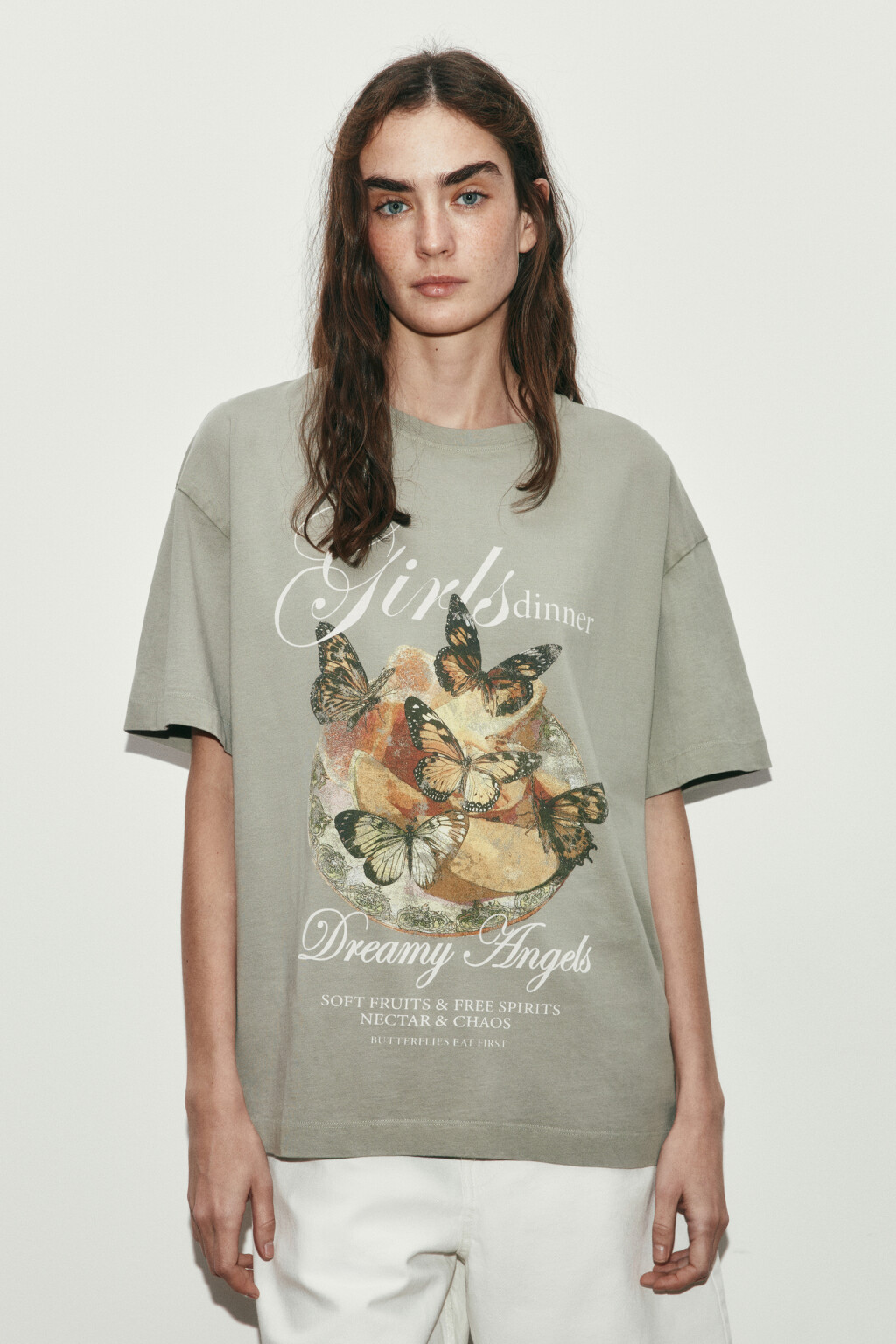 Футболка хлопковая с принтом и вареным эффектом - цвет зеленый - 3