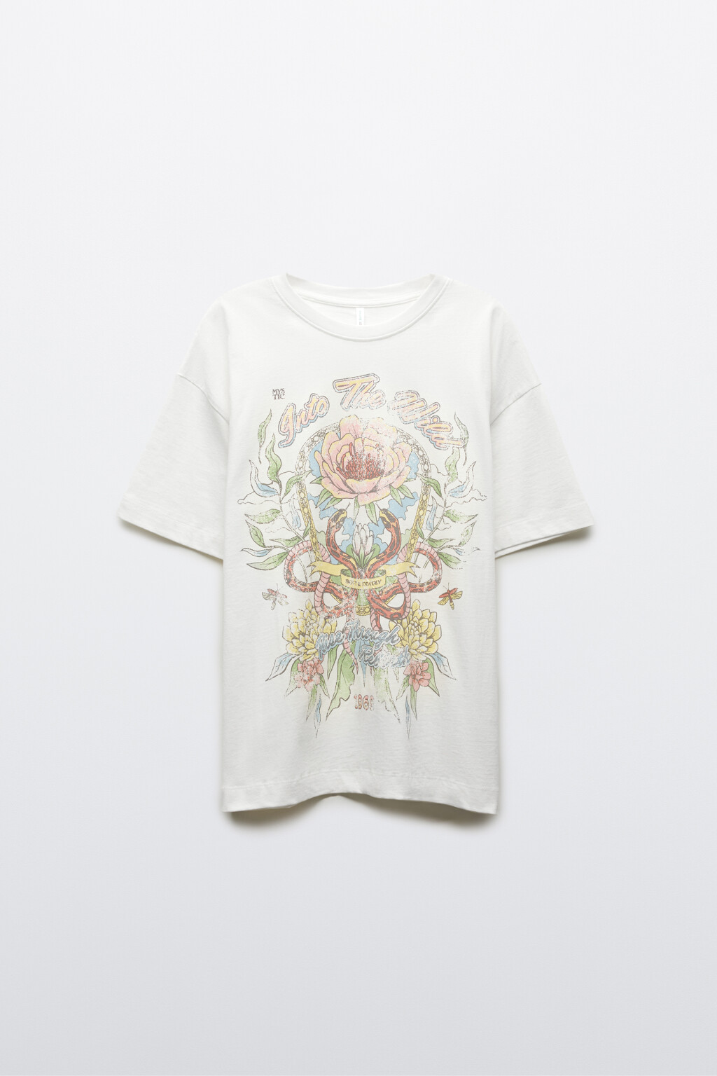 Футболка хлопковая с принтом и вареным эффектом - цвет белый - 7