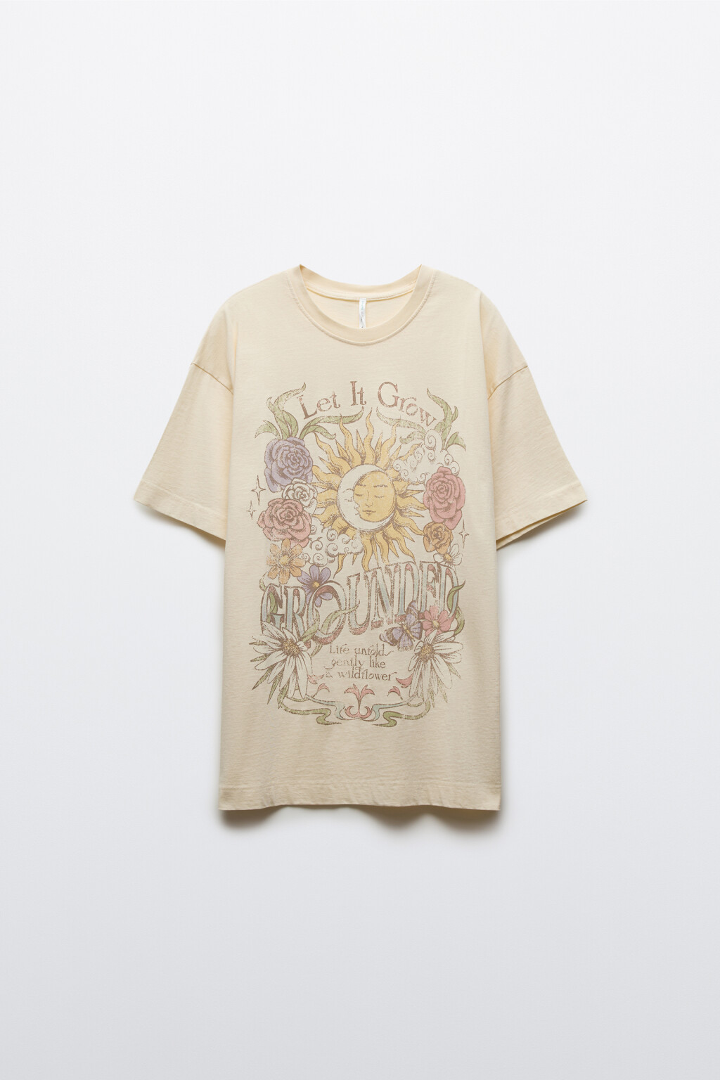 Футболка хлопковая с принтом и вареным эффектом - цвет бежевый - 7