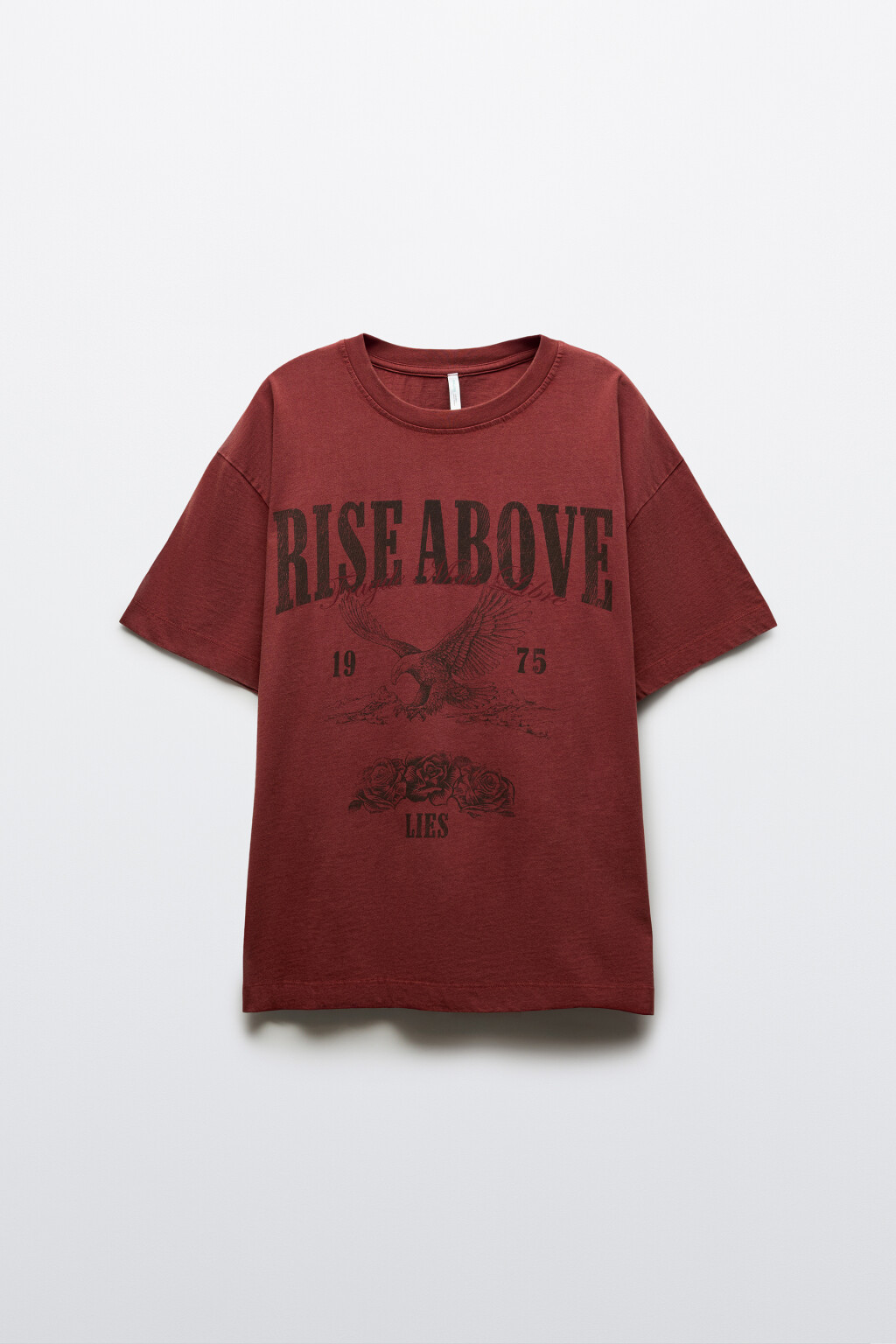 Футболка хлопковая с принтом и вареным эффектом - цвет коричневый - 1