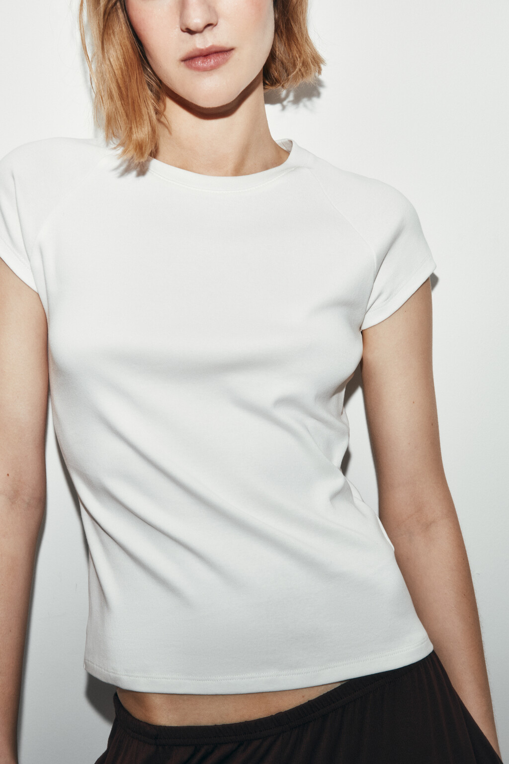 Футболка облегающая с рукавами-реглан - цвет молочный - 5