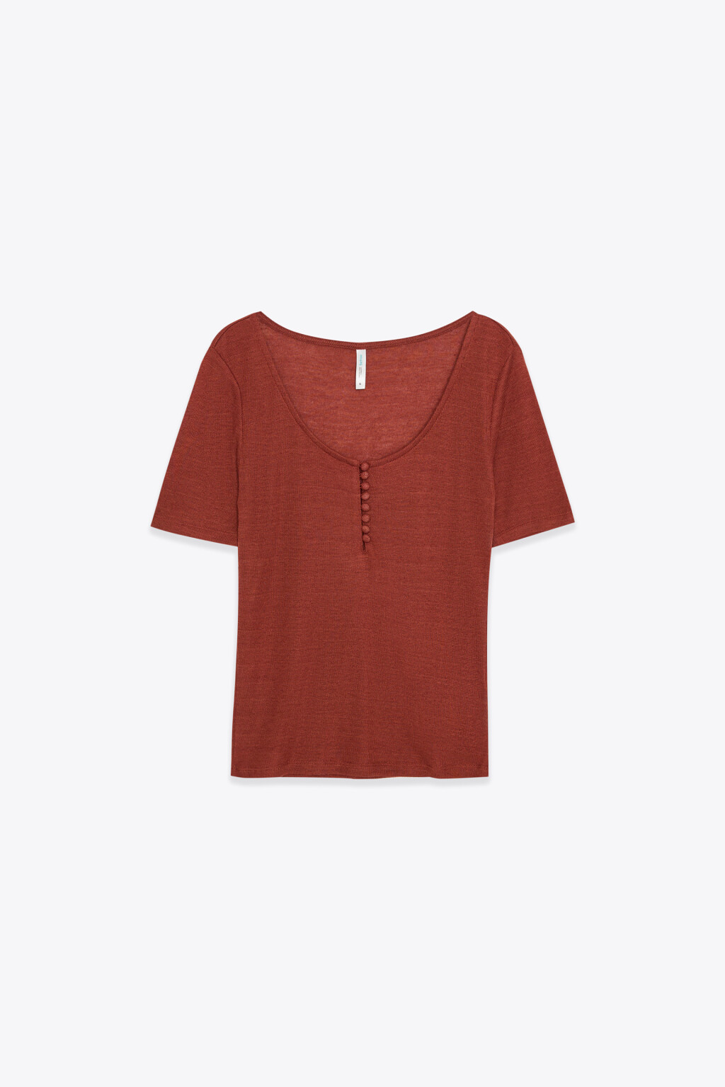 Футболка-топ облегающая на пуговицах - цвет красный - 1