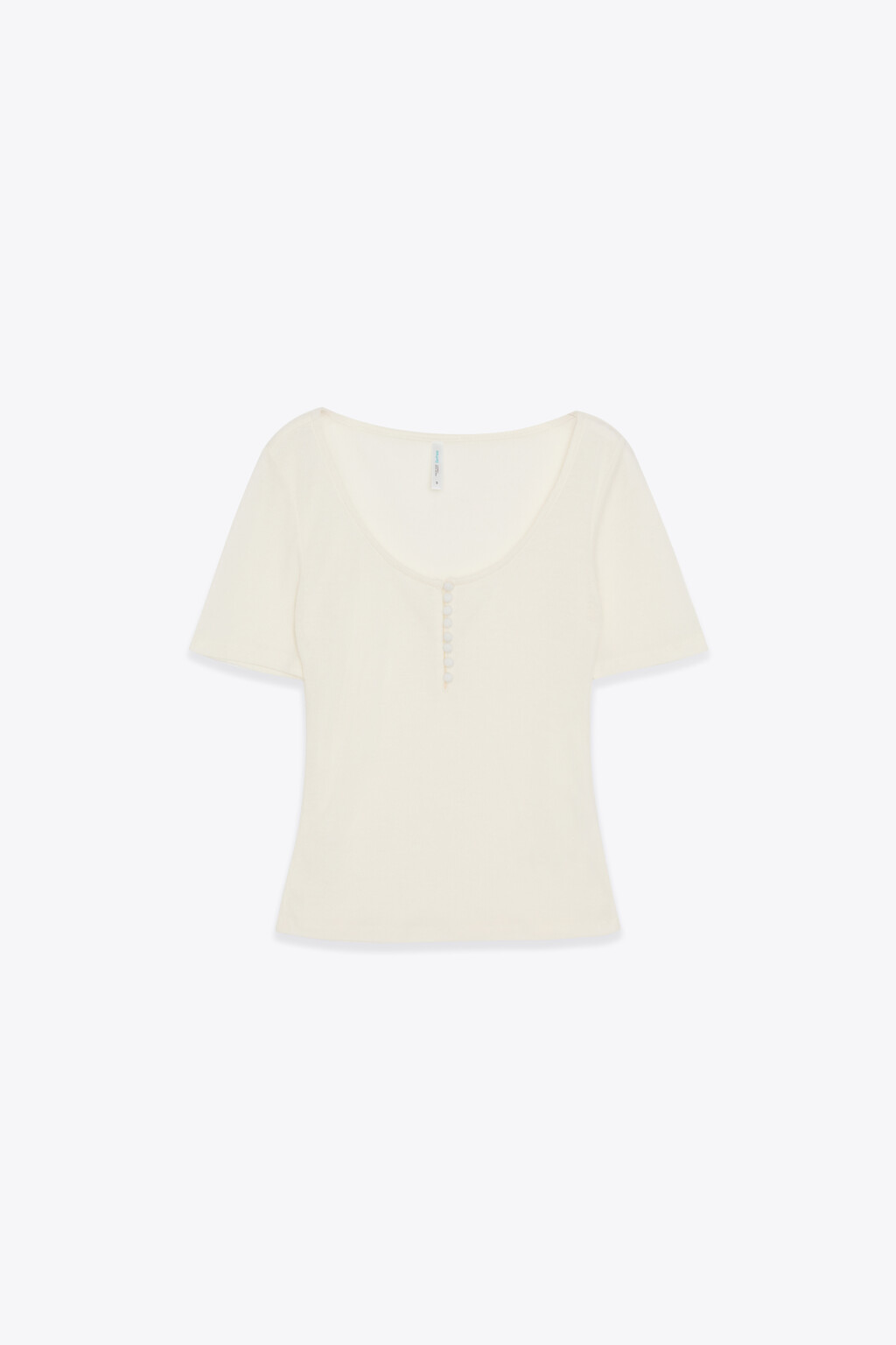 Футболка-топ облегающая на пуговицах - цвет молочный - 1