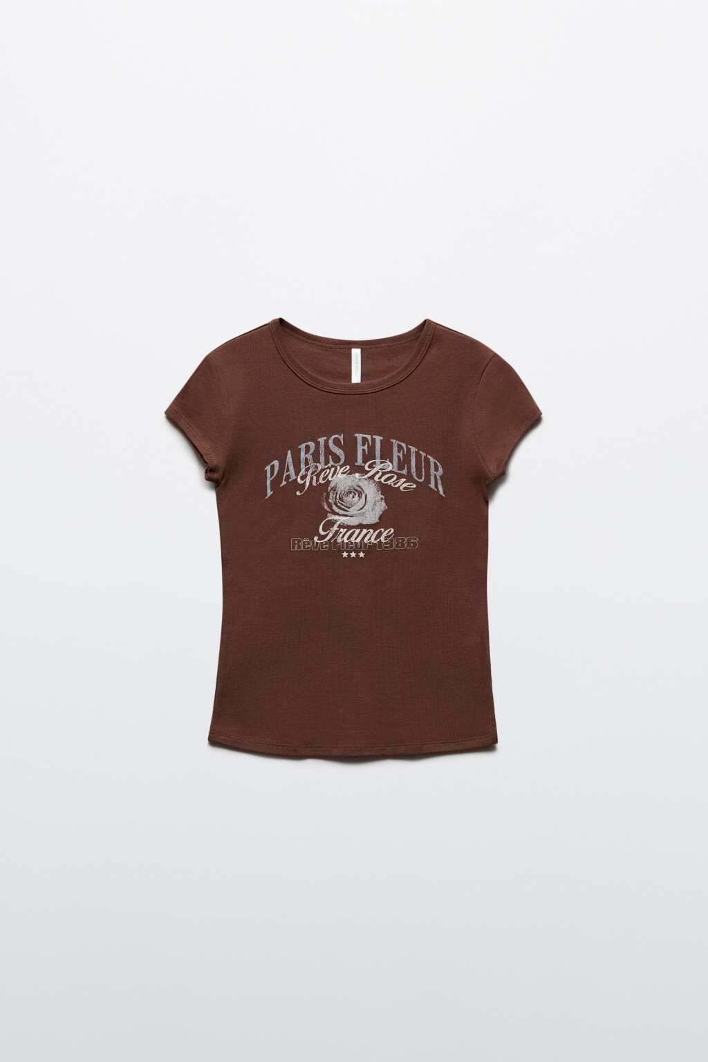 Футболка хлопковая облегающая с принтом - цвет коричневый - 7