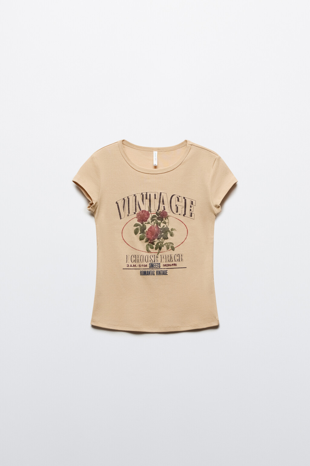 Футболка хлопковая облегающая с принтом - цвет бежевый - 7