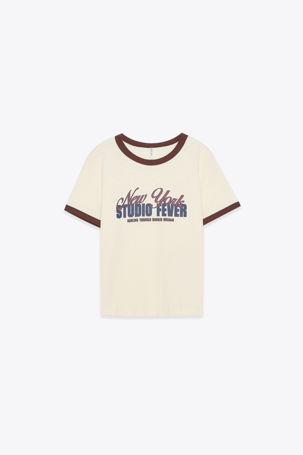 Футболка облегающая хлопковая с принтом и кантом - цвет бежевый - 1