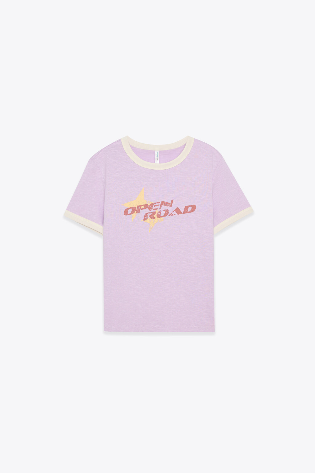 Футболка облегающая хлопковая с принтом и кантом - цвет фиолетовый - 1