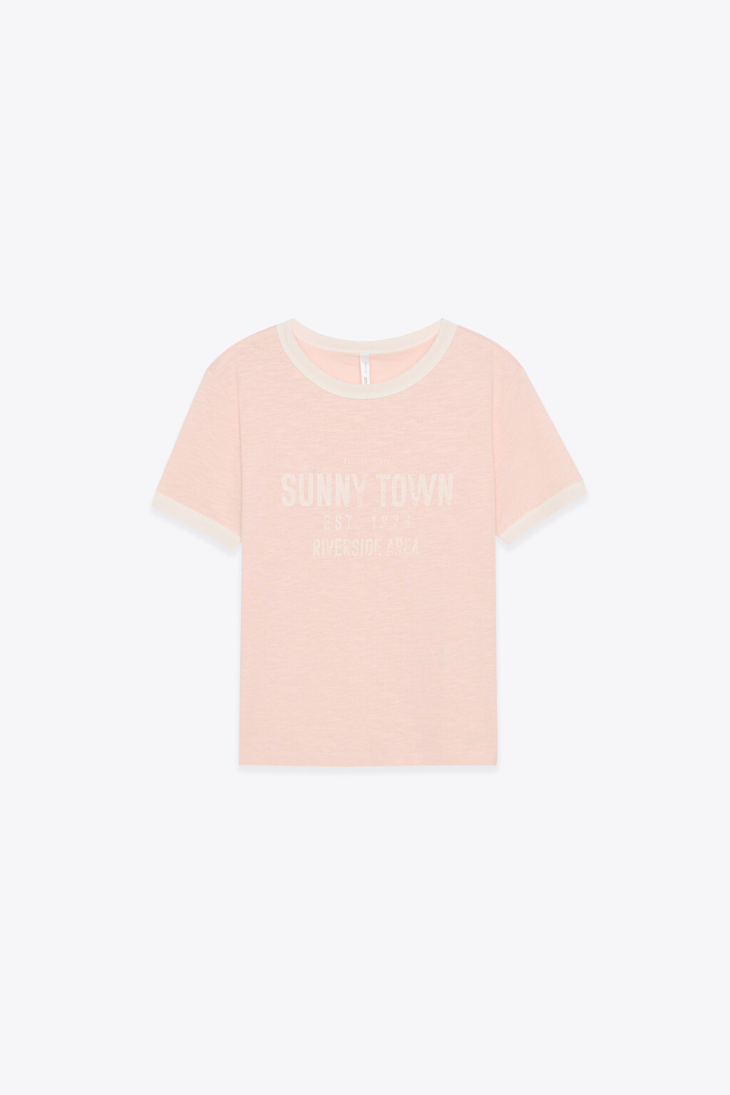 Футболка-топ облегающая с состаренным принтом - цвет розовый - 1