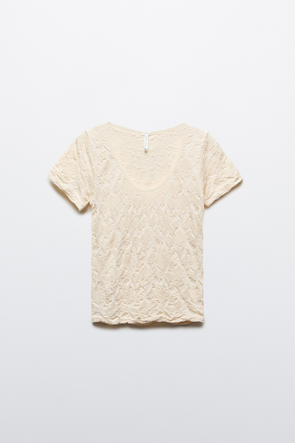Футболка-топ облегающая ажурная из вискозы - цвет молочный - 1