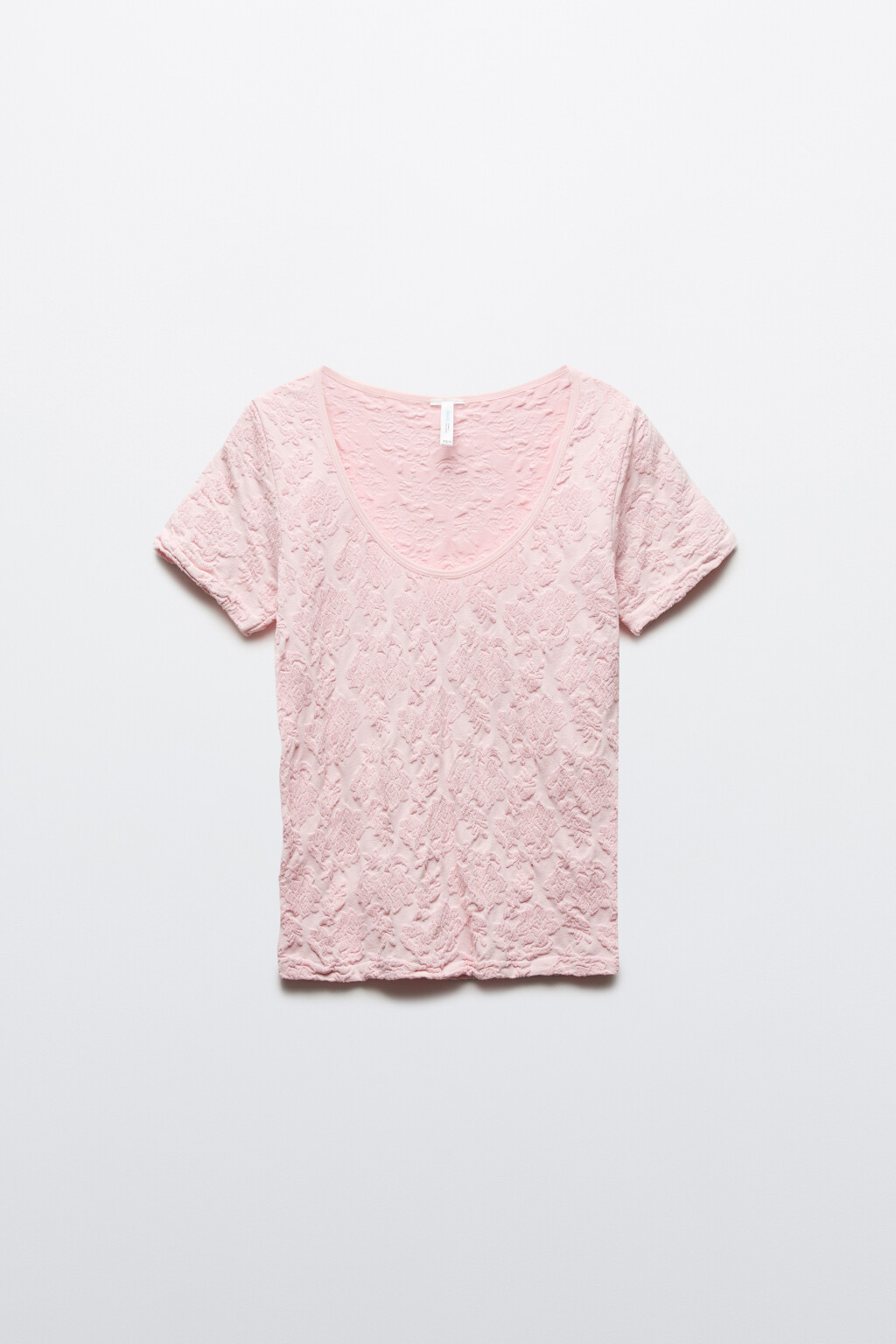 Футболка-топ облегающая ажурная из вискозы - цвет розовый - 1
