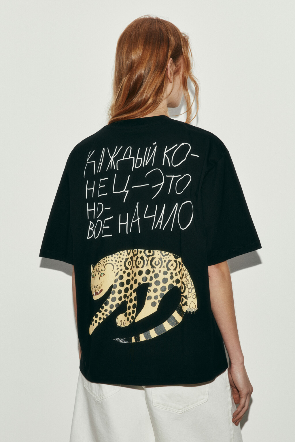Футболка оверсайз хлопковая с принтом - цвет черный - 3