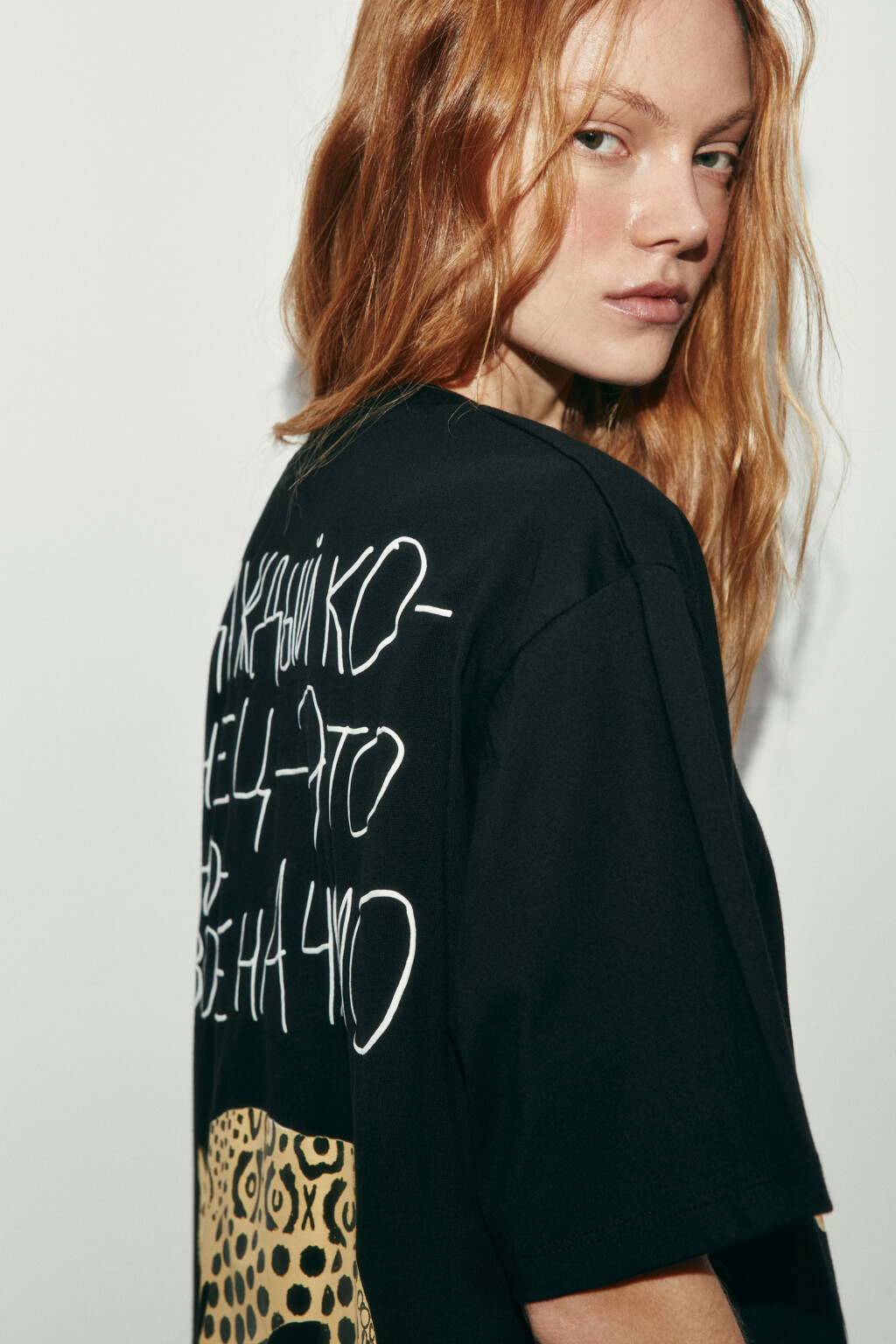 Футболка оверсайз хлопковая с принтом - цвет черный - 6