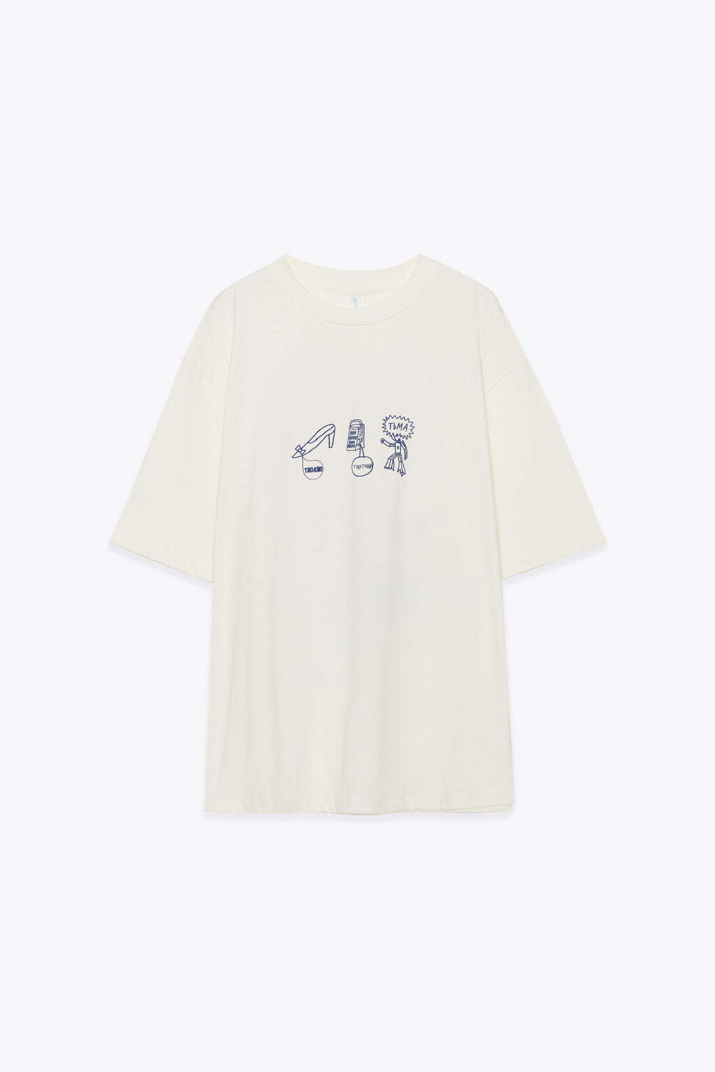 Футболка оверсайз хлопковая с принтом - цвет бежевый - 8