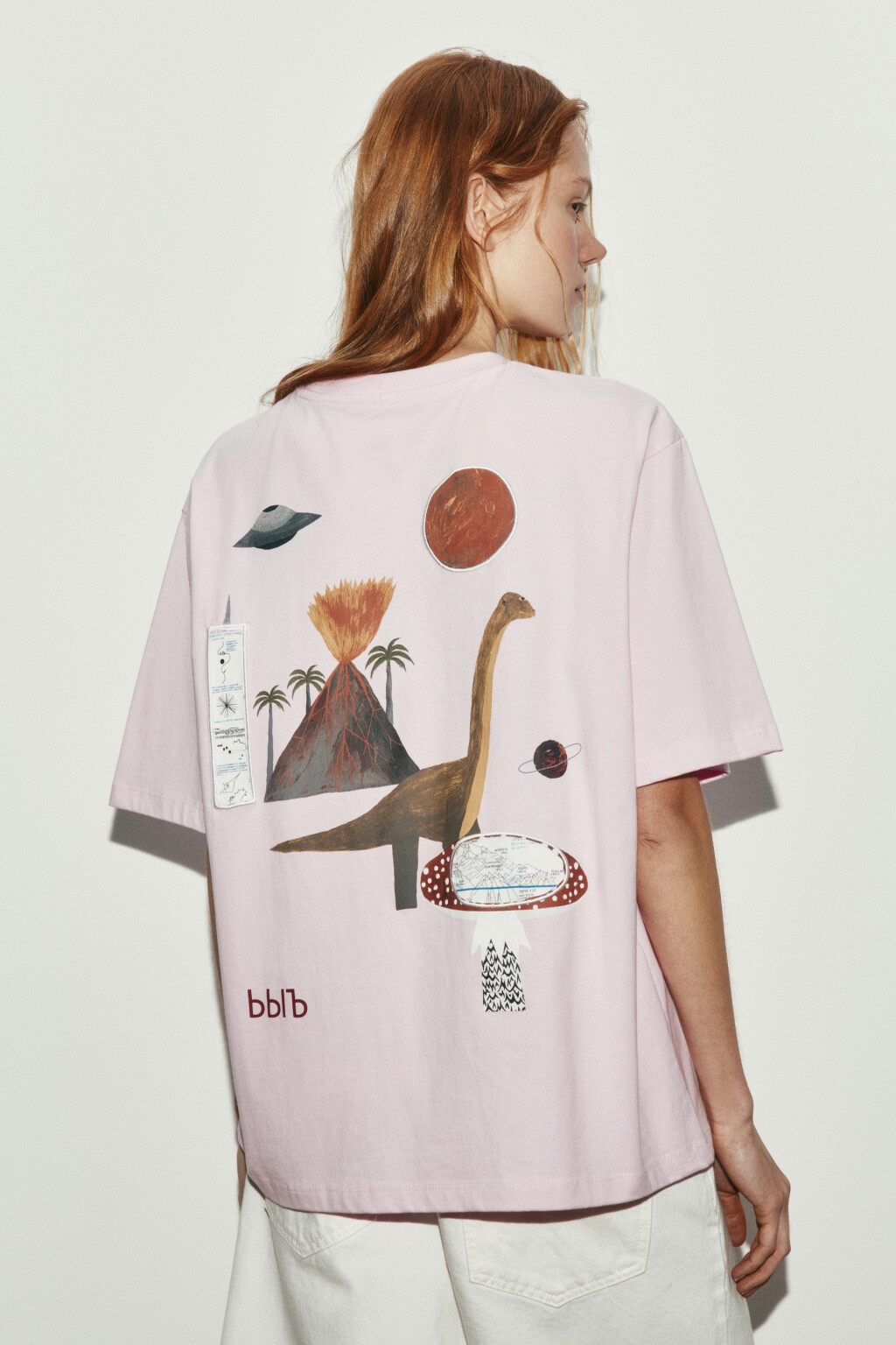 Футболка оверсайз хлопковая с принтом - цвет розовый - 4