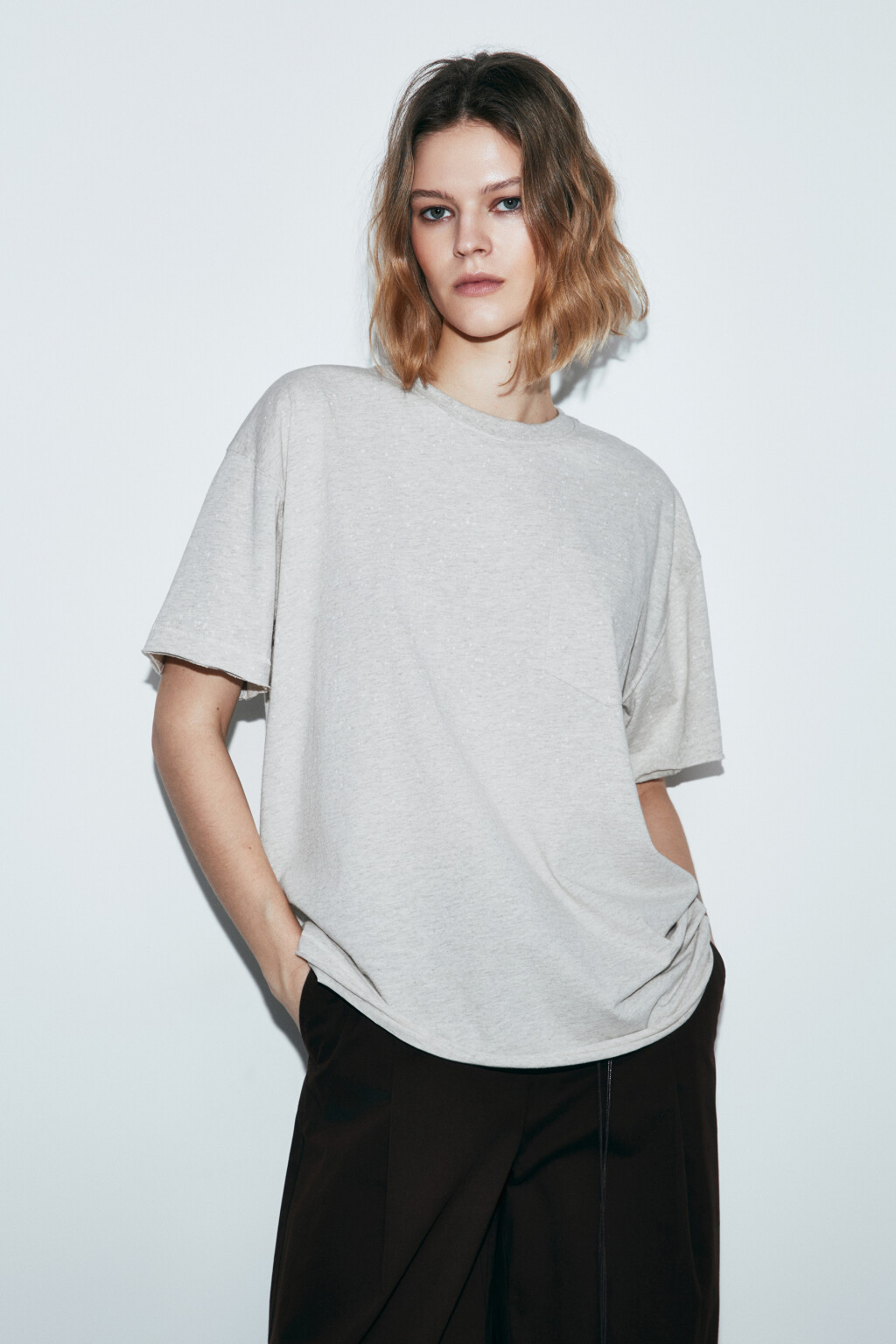 Футболка хлопковая с нагрудным карманом - цвет серый - 3