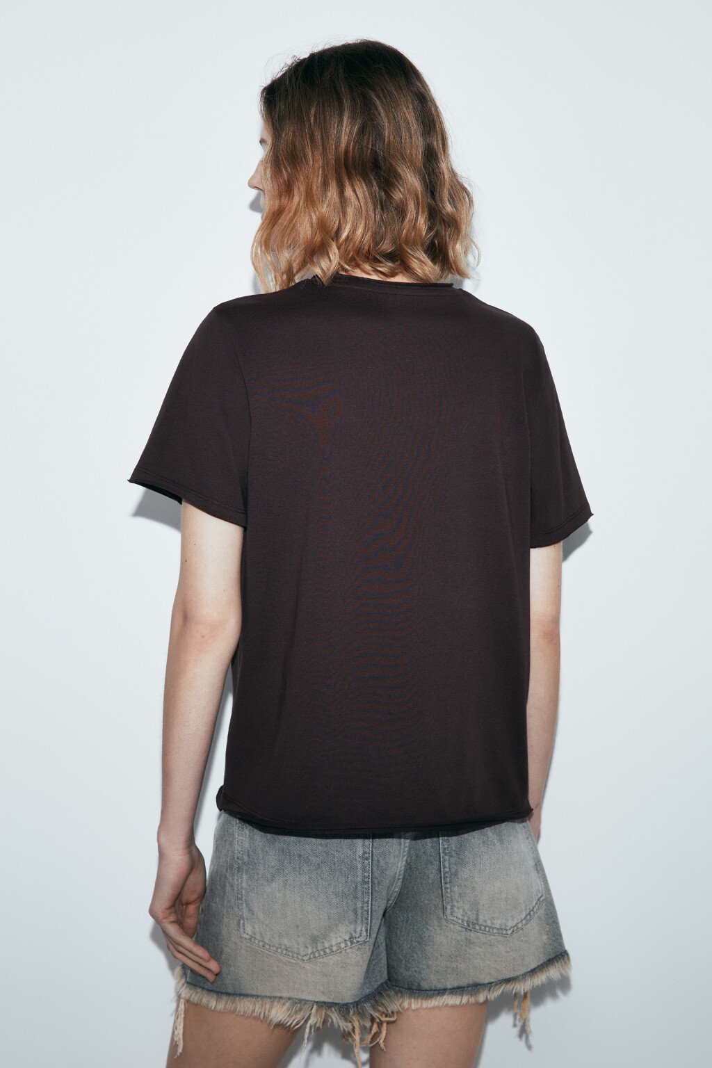 Футболка прямая хлопковая с принтом - цвет коричневый - 3