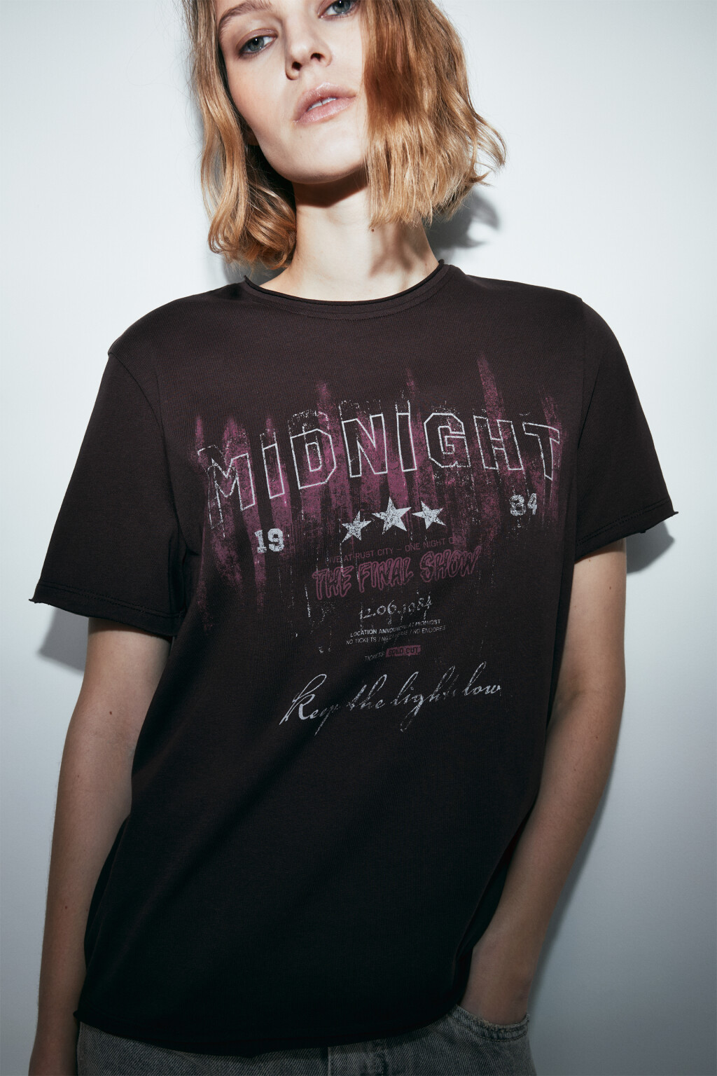 Футболка прямая хлопковая с принтом - цвет коричневый - 5