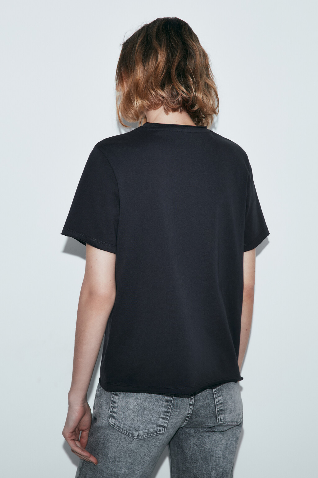 Футболка прямая хлопковая с принтом - цвет серый - 3