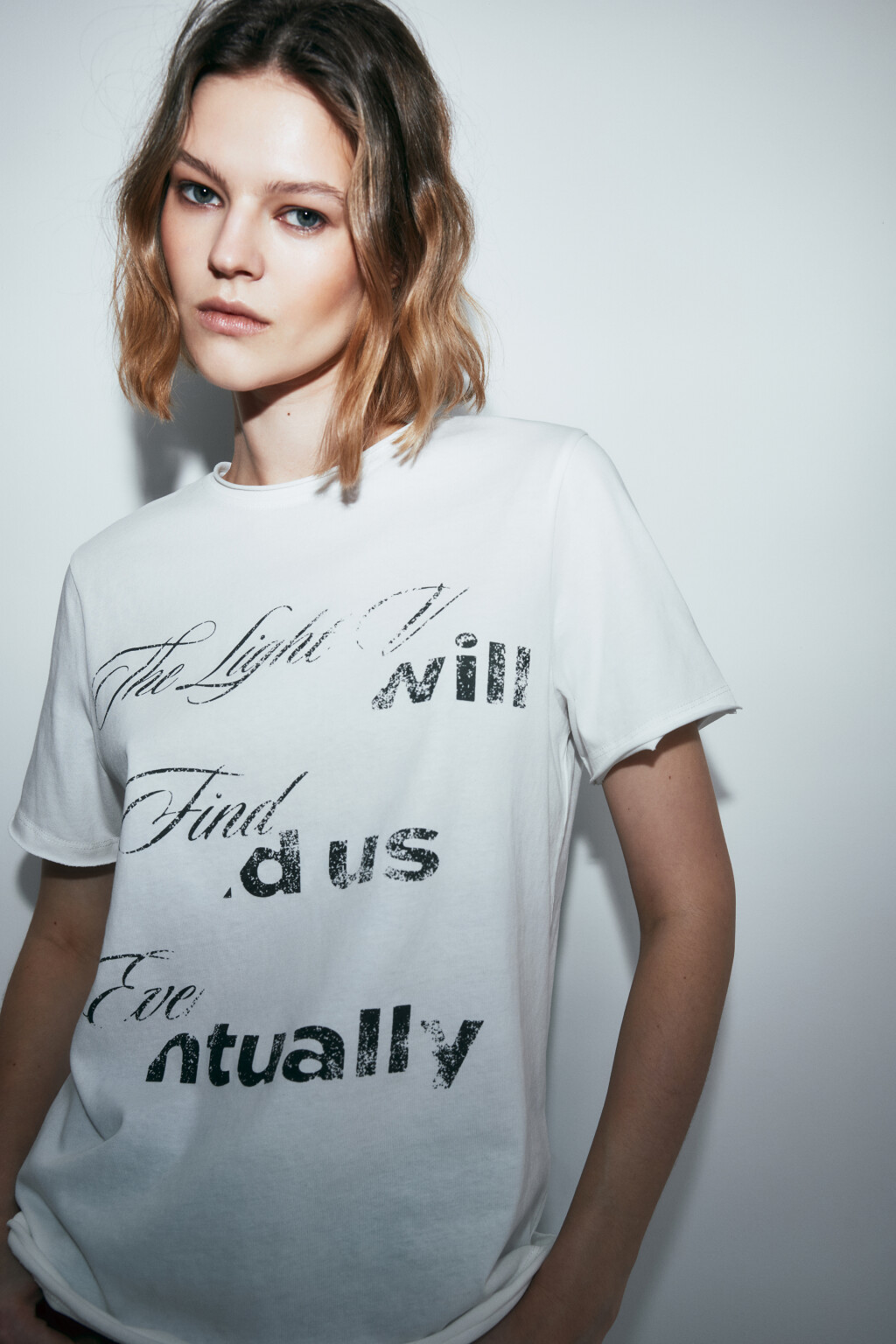 Футболка прямая хлопковая с принтом - цвет белый - 5