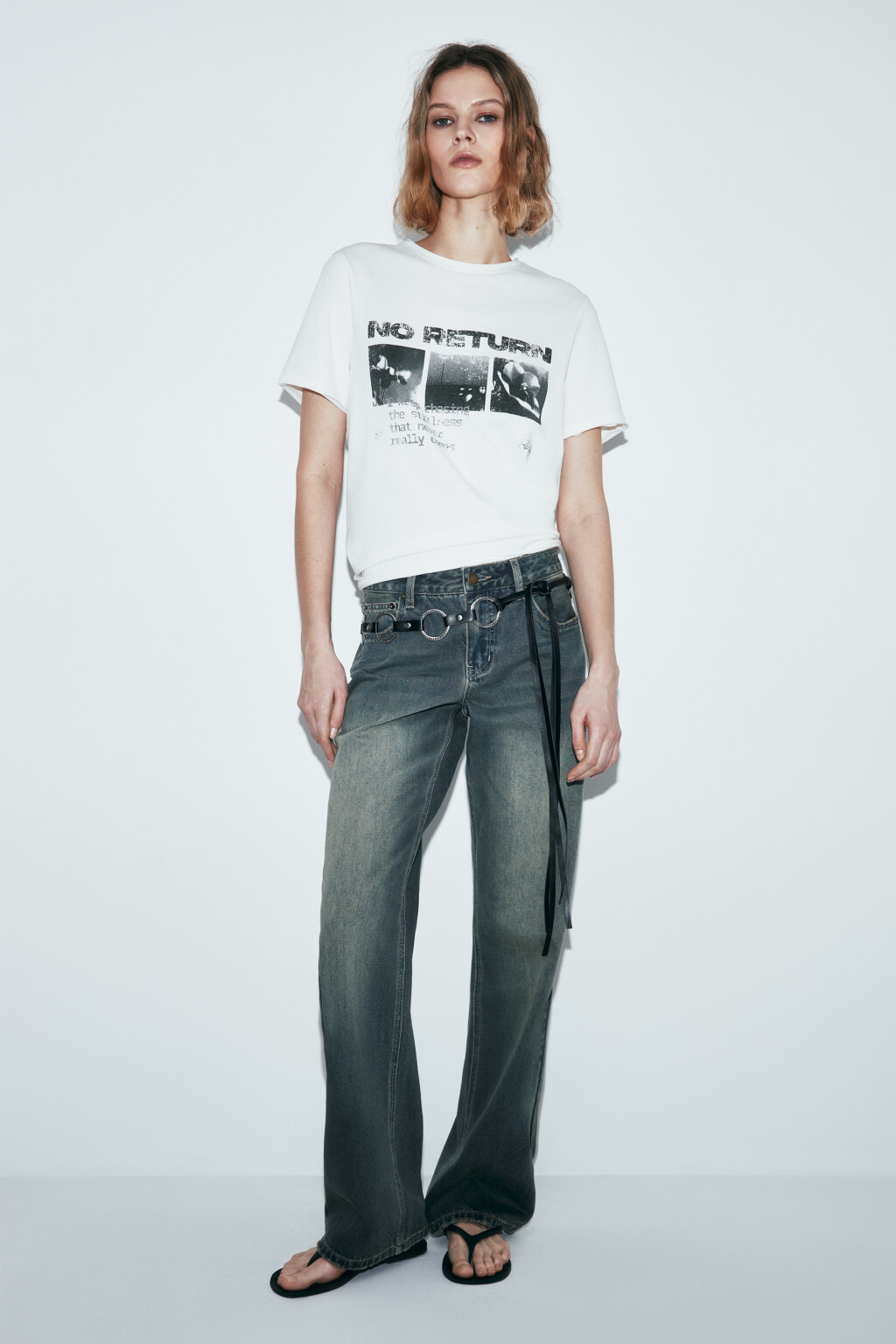 Футболка прямая хлопковая с принтом - цвет бежевый - 4