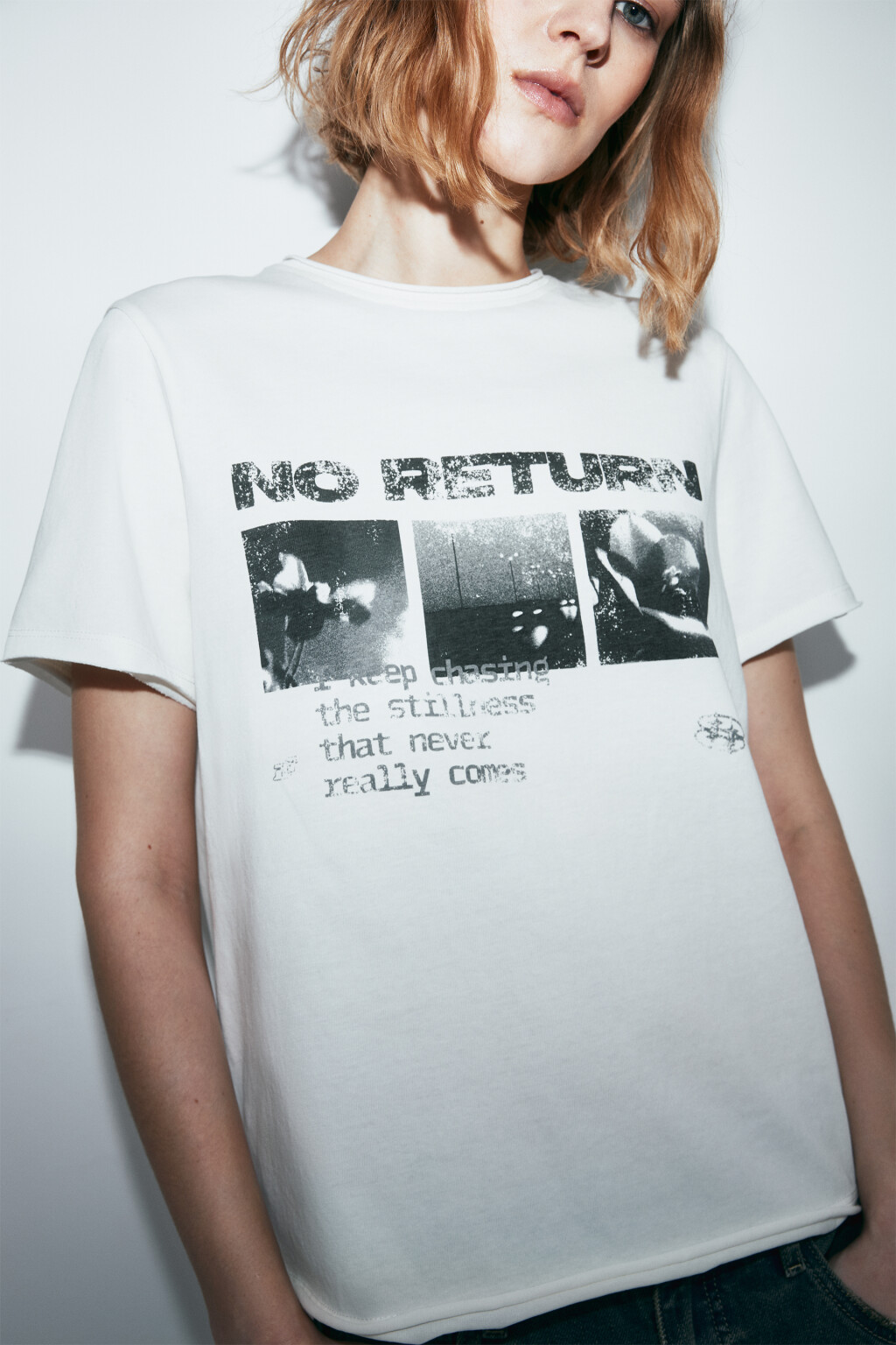 Футболка прямая хлопковая с принтом - цвет бежевый - 5