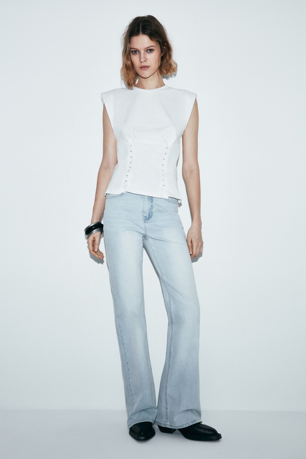 Майка-топ хлопковая на крючках - цвет белый - 4