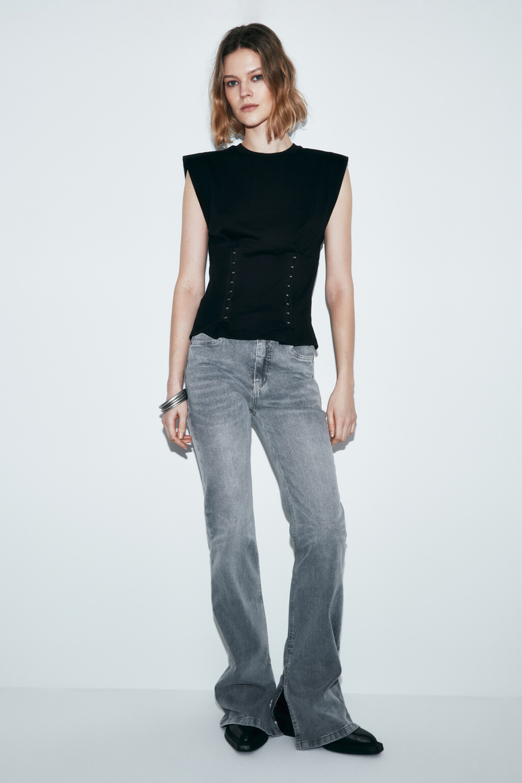 Майка-топ хлопковая на крючках - цвет черный - 4