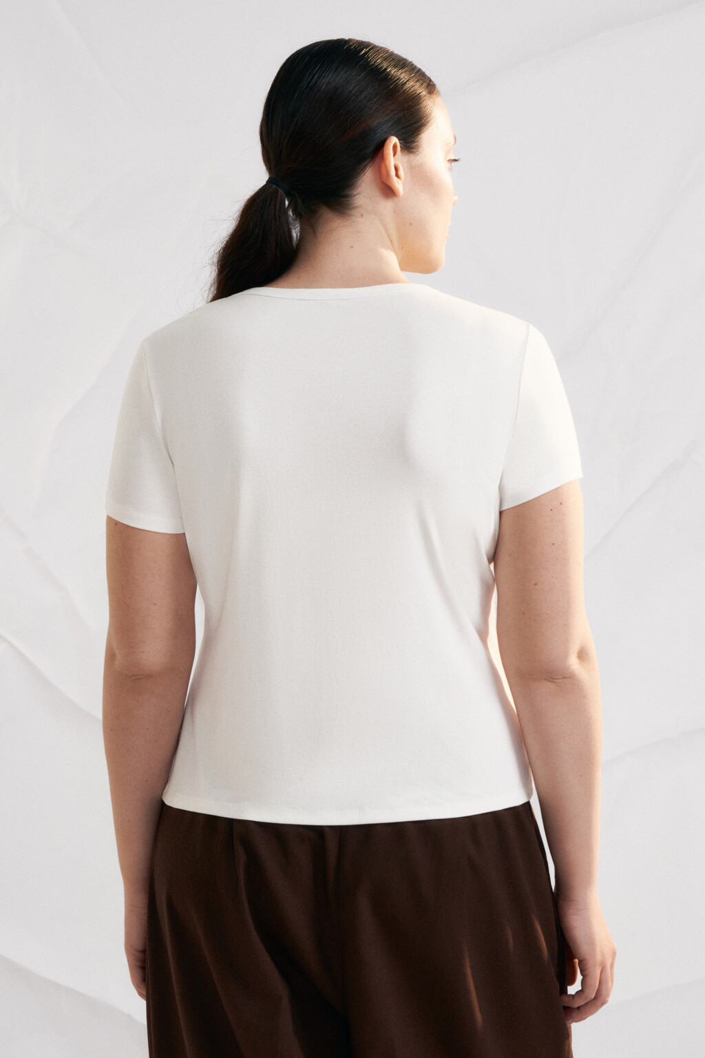 Футболка облегающая вискозная базовая - цвет белый - 4