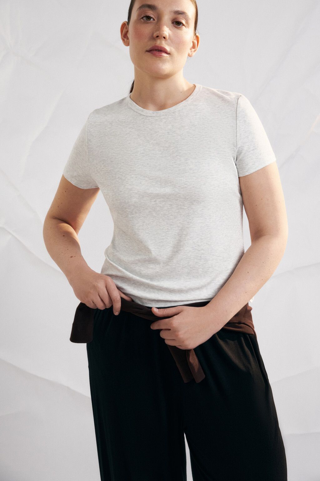 Футболка облегающая вискозная базовая - цвет серый - 1