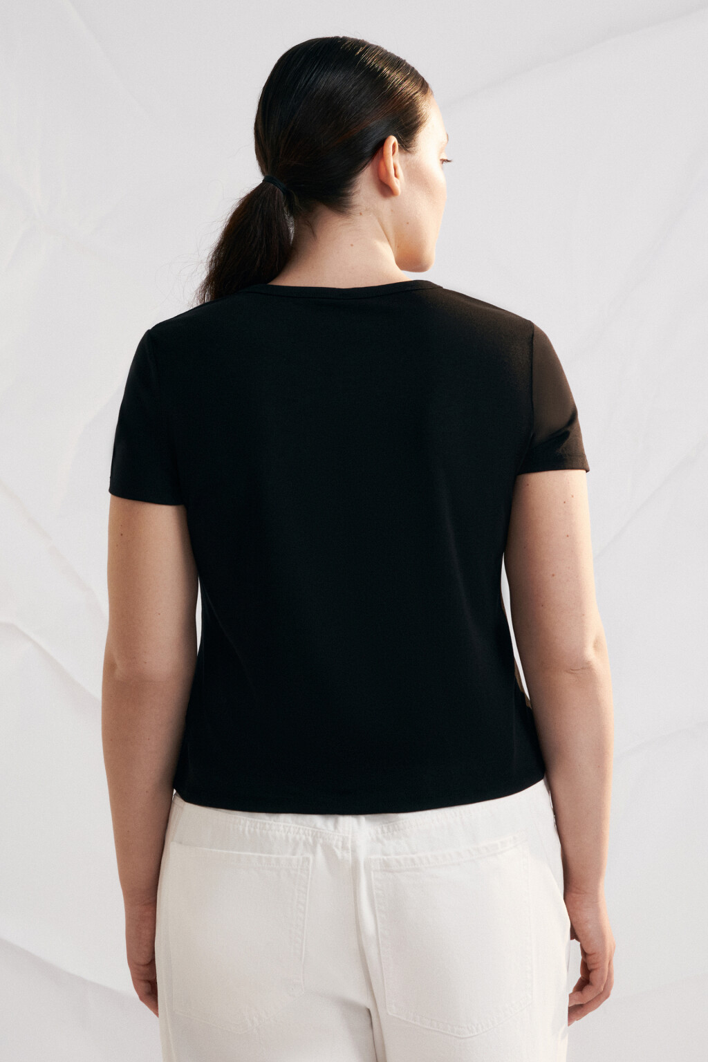 Футболка облегающая вискозная базовая - цвет черный - 3