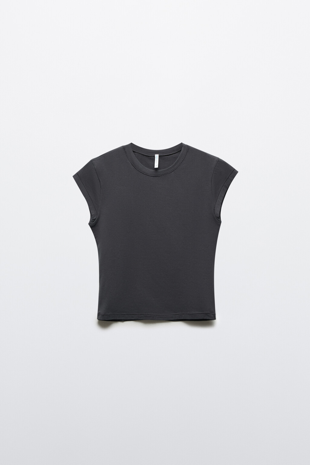 Футболка хлопковая облегающая с пич-эффектом - цвет серый - 1