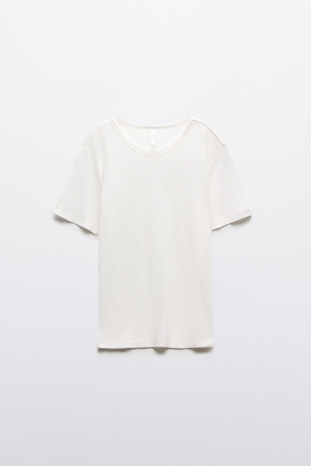 Футболка прямая со льном - цвет белый - 1