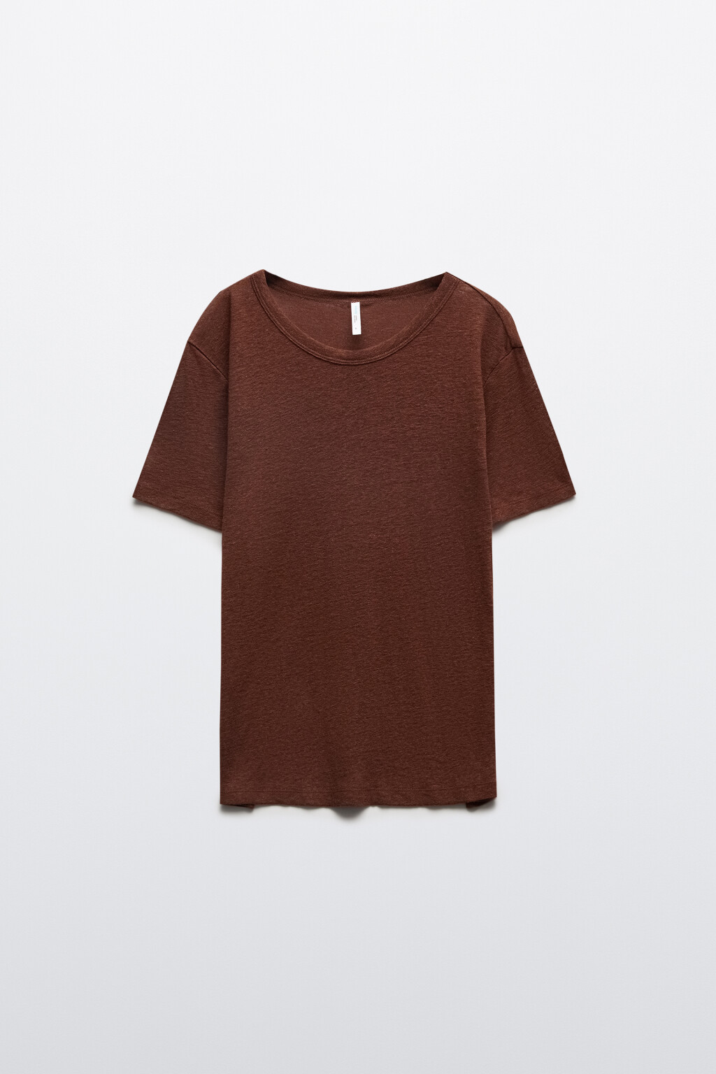 Футболка прямая со льном - цвет коричневый - 1