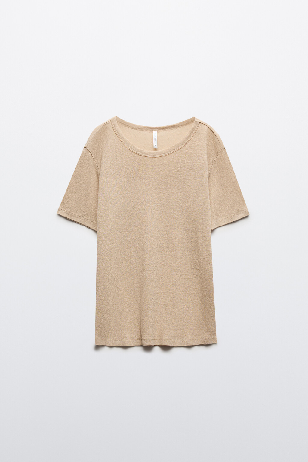 Футболка прямая со льном - цвет бежевый - 1