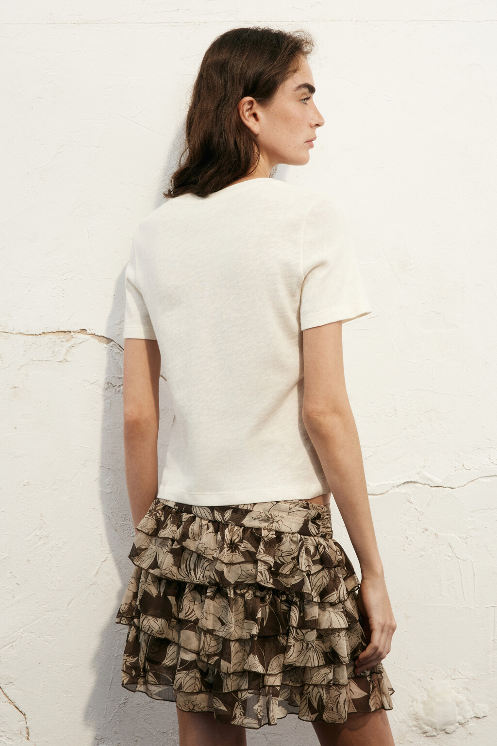 Футболка-топ прямая хлопковая с принтом - цвет белый - 3