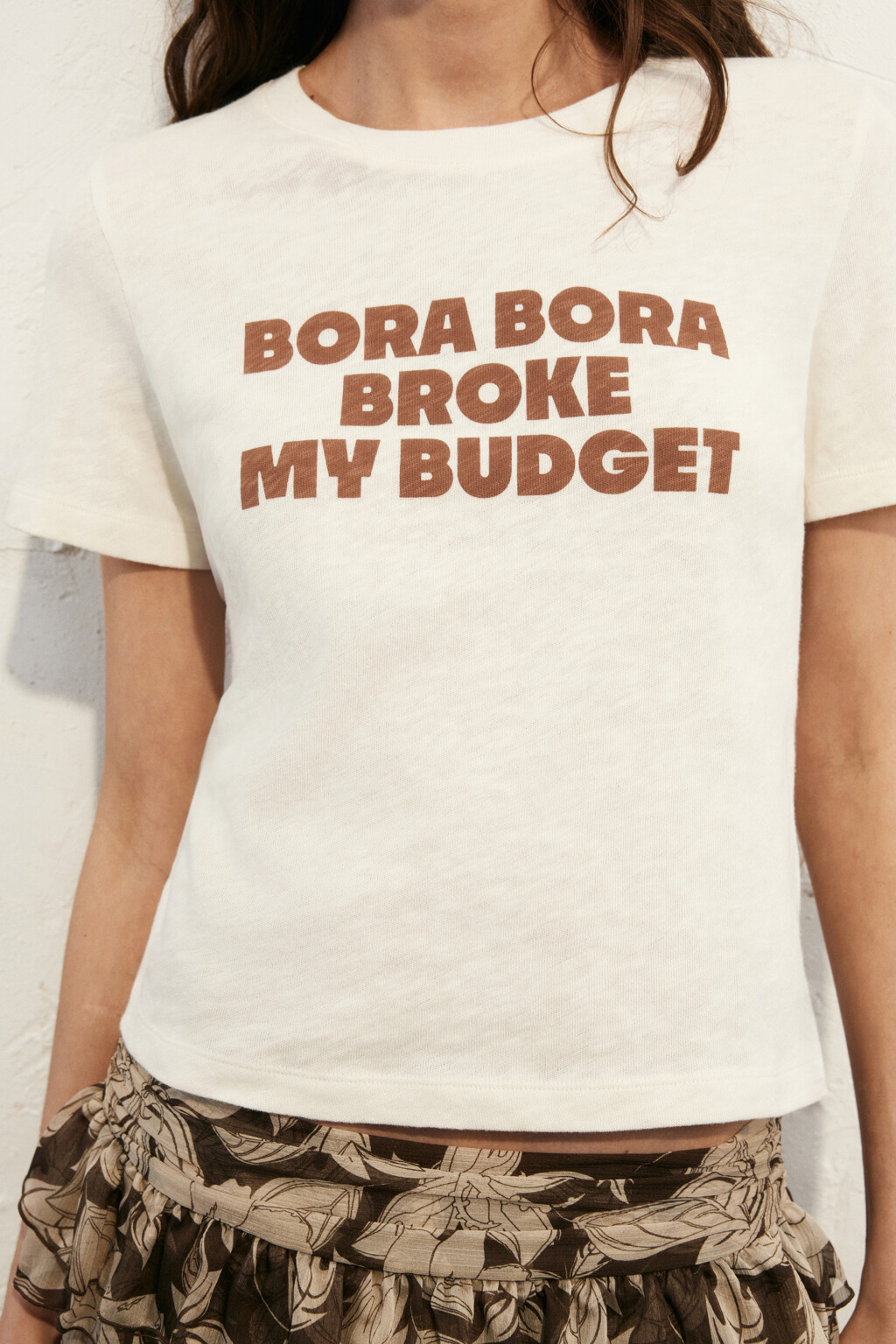 Футболка-топ прямая хлопковая с принтом - цвет белый - 5