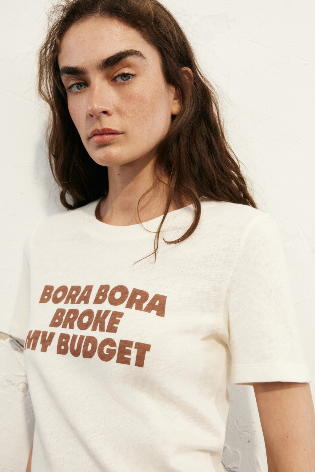 Футболка-топ прямая хлопковая с принтом - цвет белый - 6