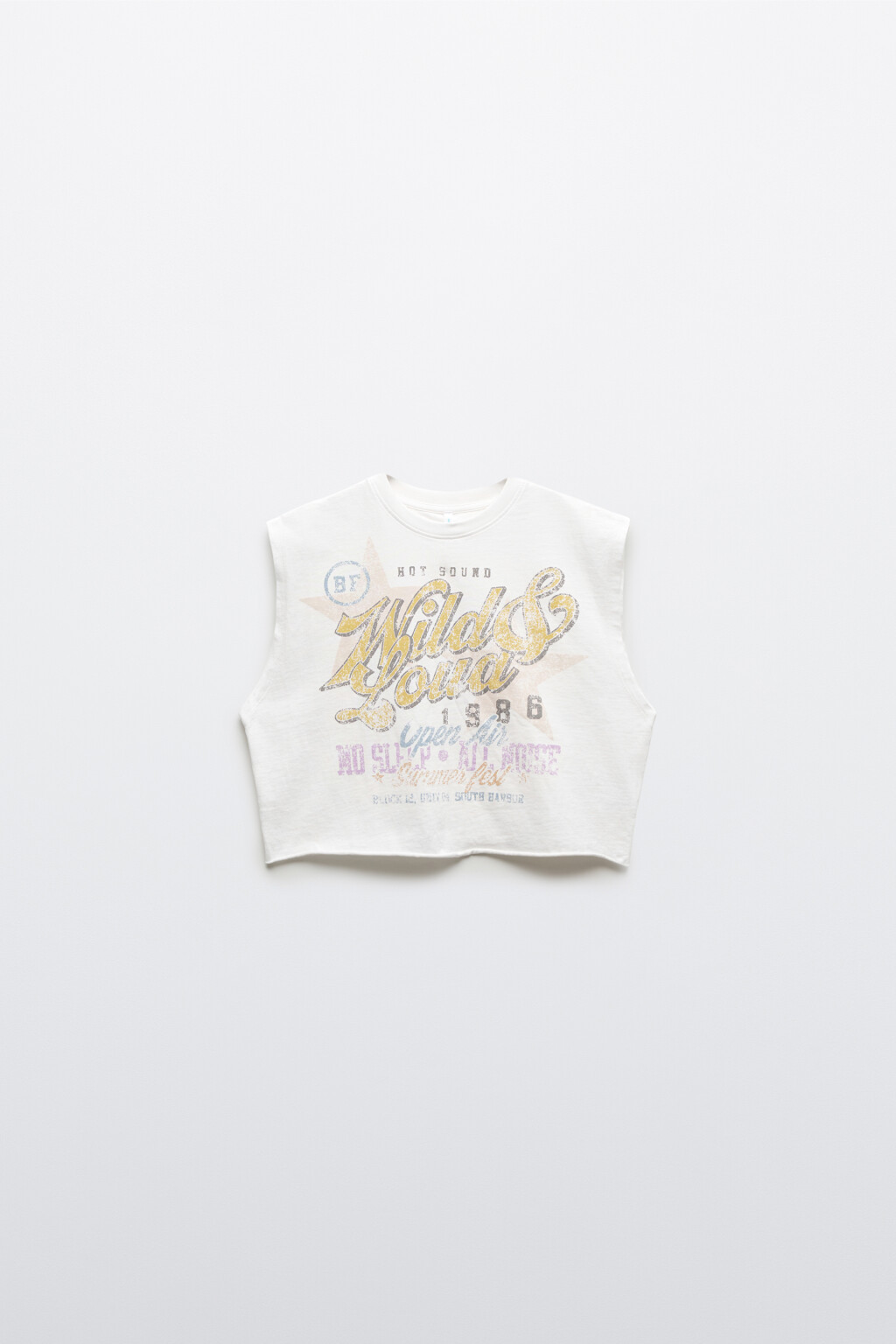 Майка-топ укороченная хлопковая с принтом - цвет белый - 1