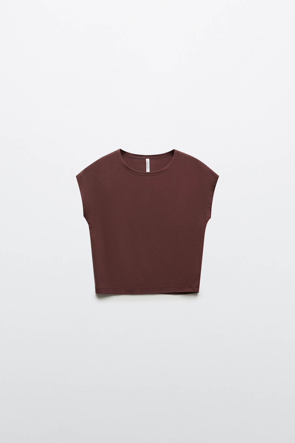 Футболка-топ облегающая вискозная с коротким рукавом - цвет коричневый - 7