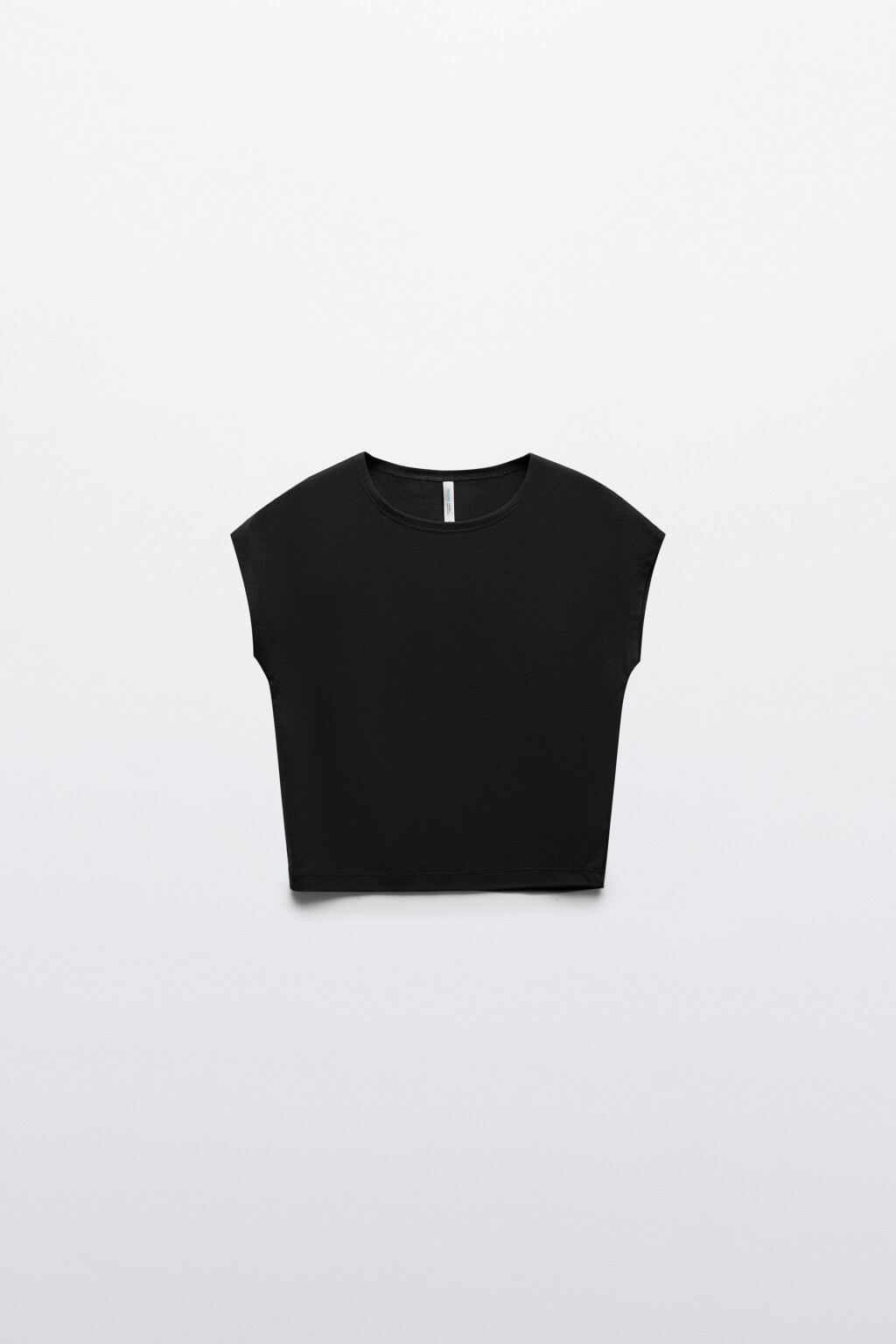 Футболка-топ облегающая вискозная с коротким рукавом - цвет черный - 1