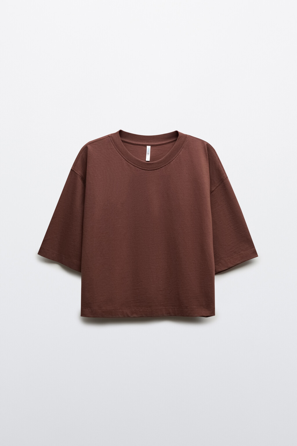 Футболка укороченная хлопковая - цвет коричневый - 1