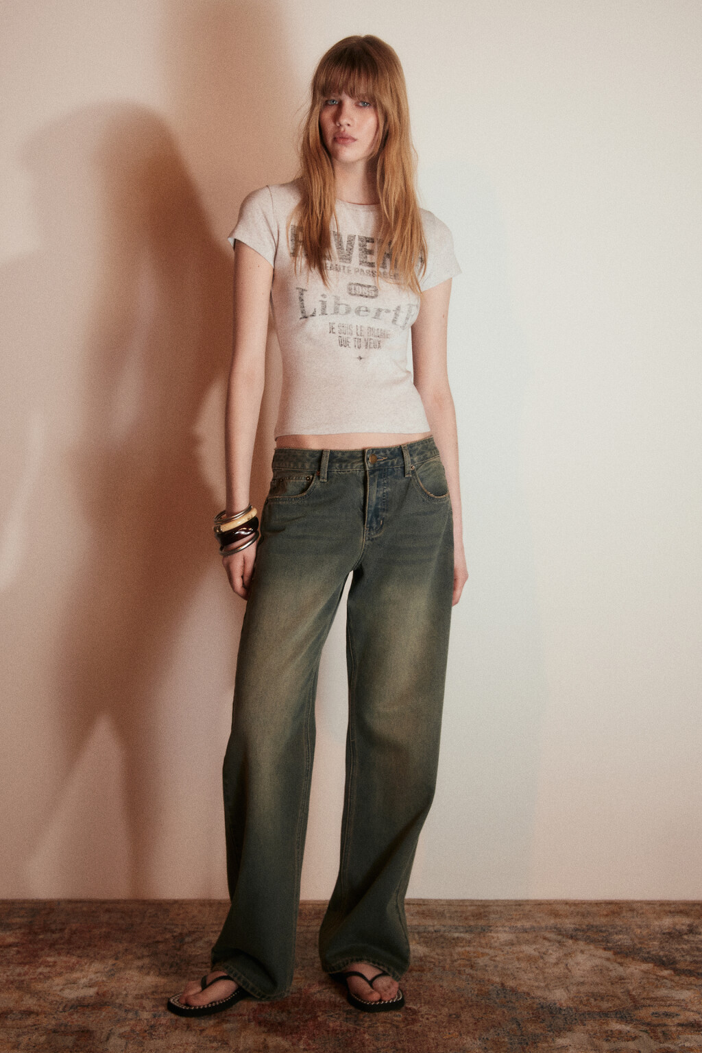 Футболка хлопковая облегающая с принтом - цвет серый - 5