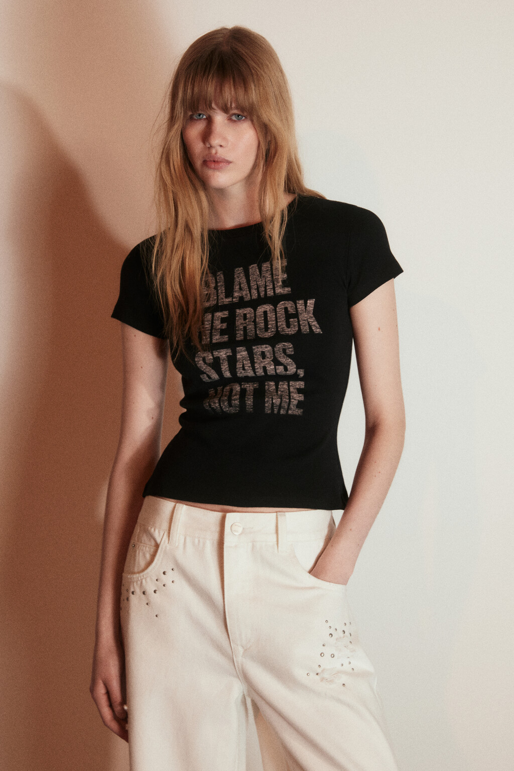 Футболка хлопковая облегающая с принтом - цвет черный - 3