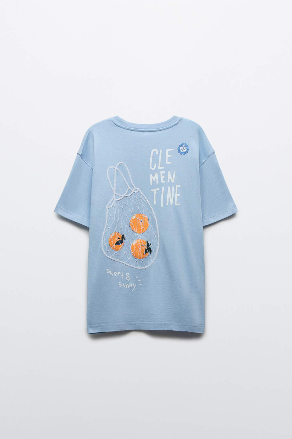 Футболка хлопковая с принтом - цвет голубой - 8