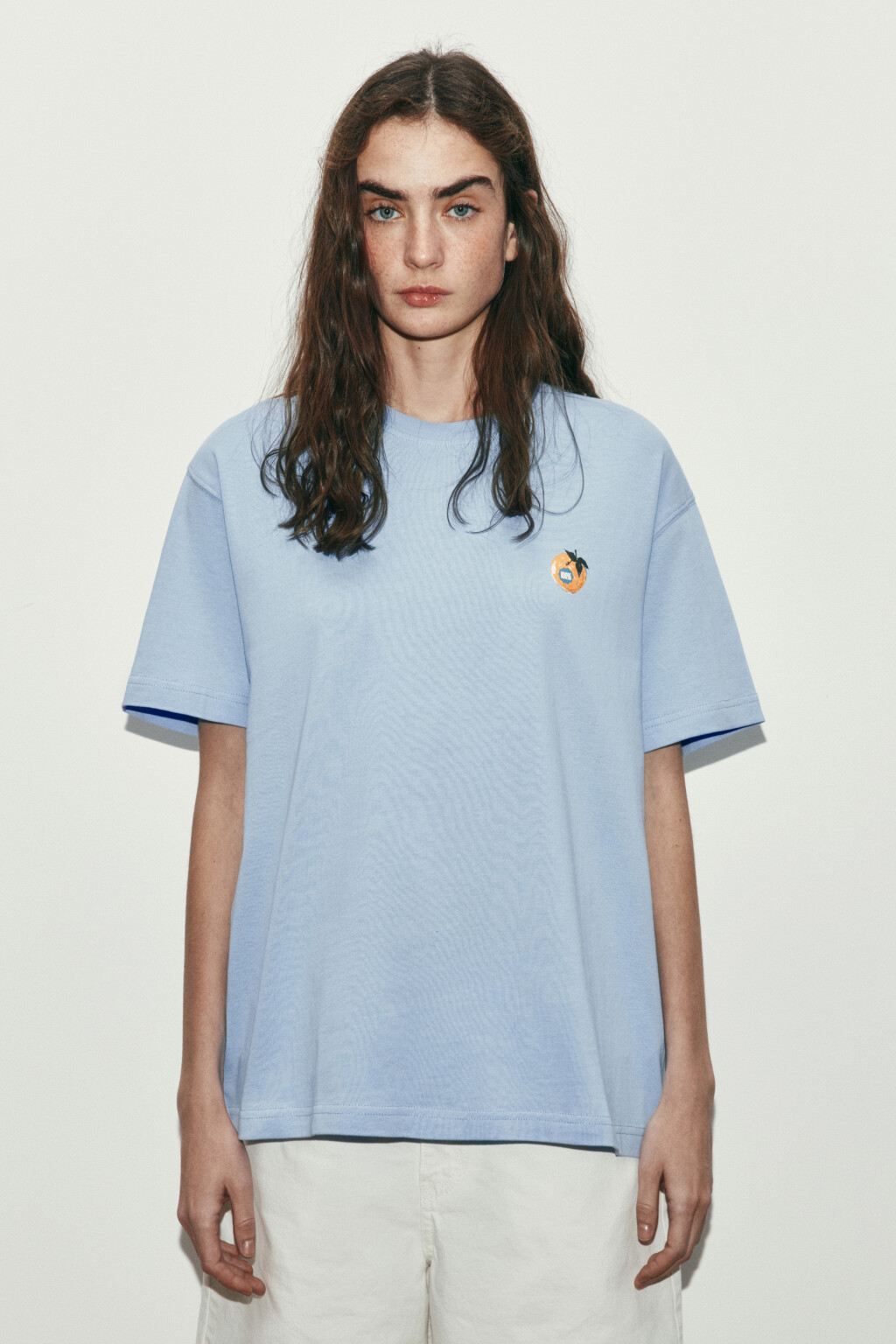 Футболка хлопковая с принтом - цвет голубой - 2