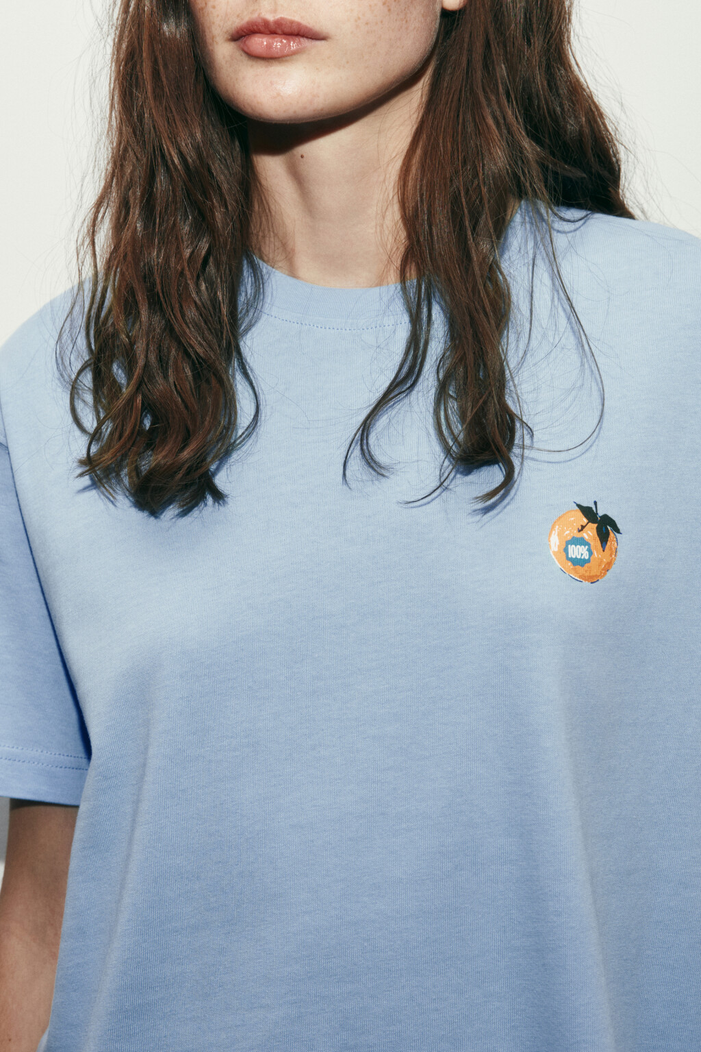 Футболка хлопковая с принтом - цвет голубой - 5