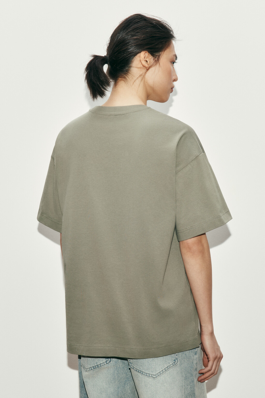 Футболка хлопковая оверсайз с принтом - цвет зеленый - 3