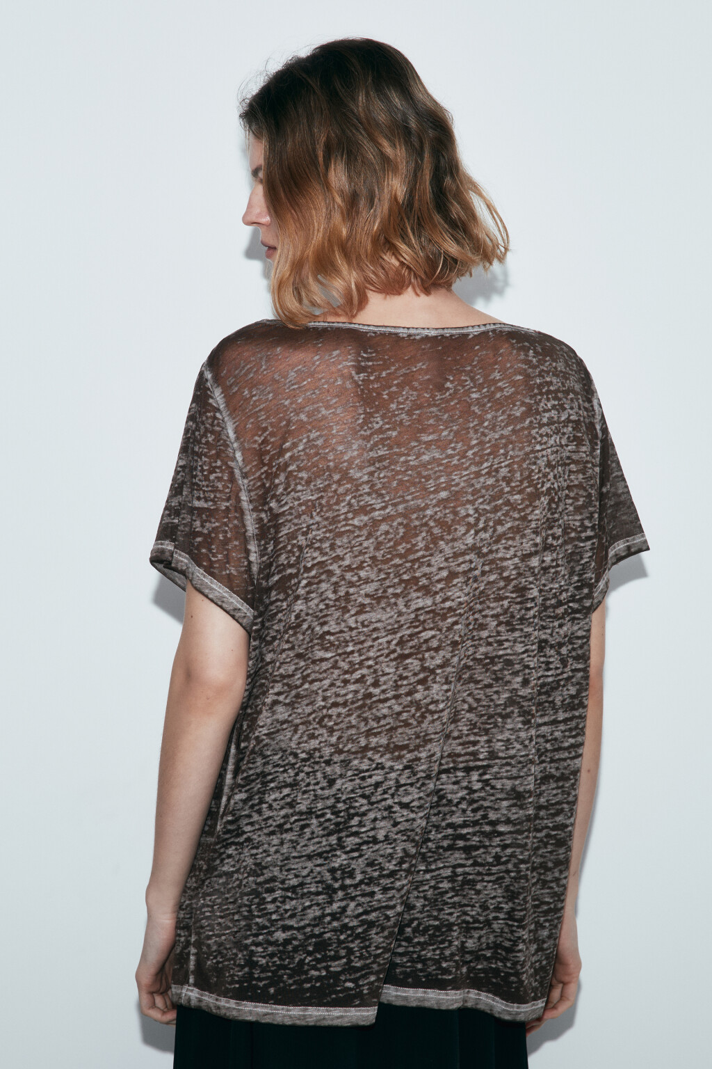 Футболка оверсайз фактурная - цвет коричневый - 3