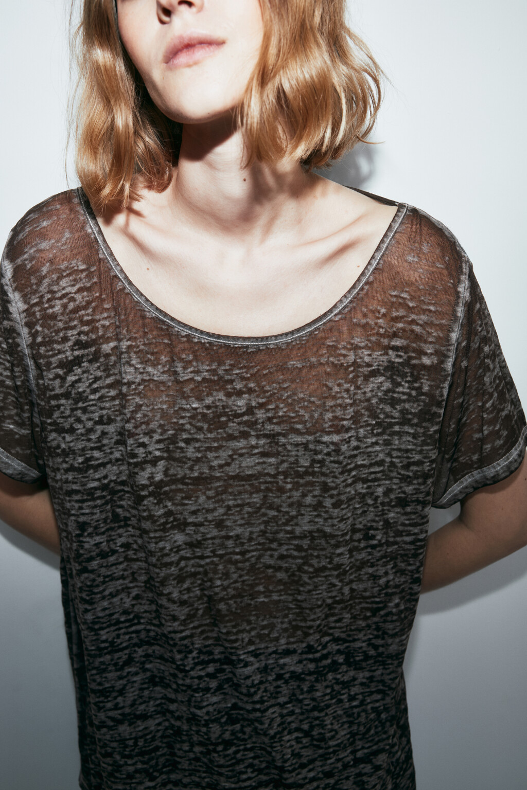 Футболка оверсайз фактурная - цвет коричневый - 5