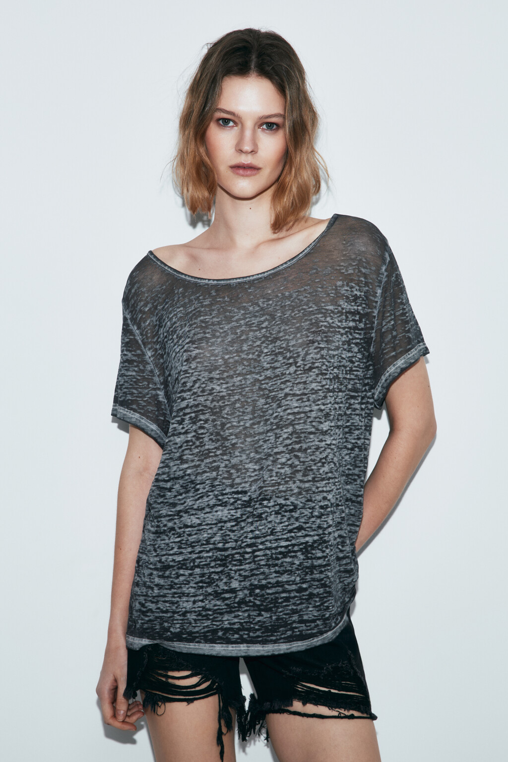 Футболка оверсайз фактурная - цвет серый - 2